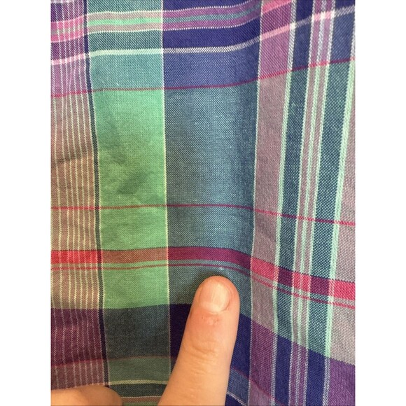 Brooks Brothers Skirt 12 Plaid Green Purple Pockets Tie Back Cotton Checked - Picture 5 of 12
